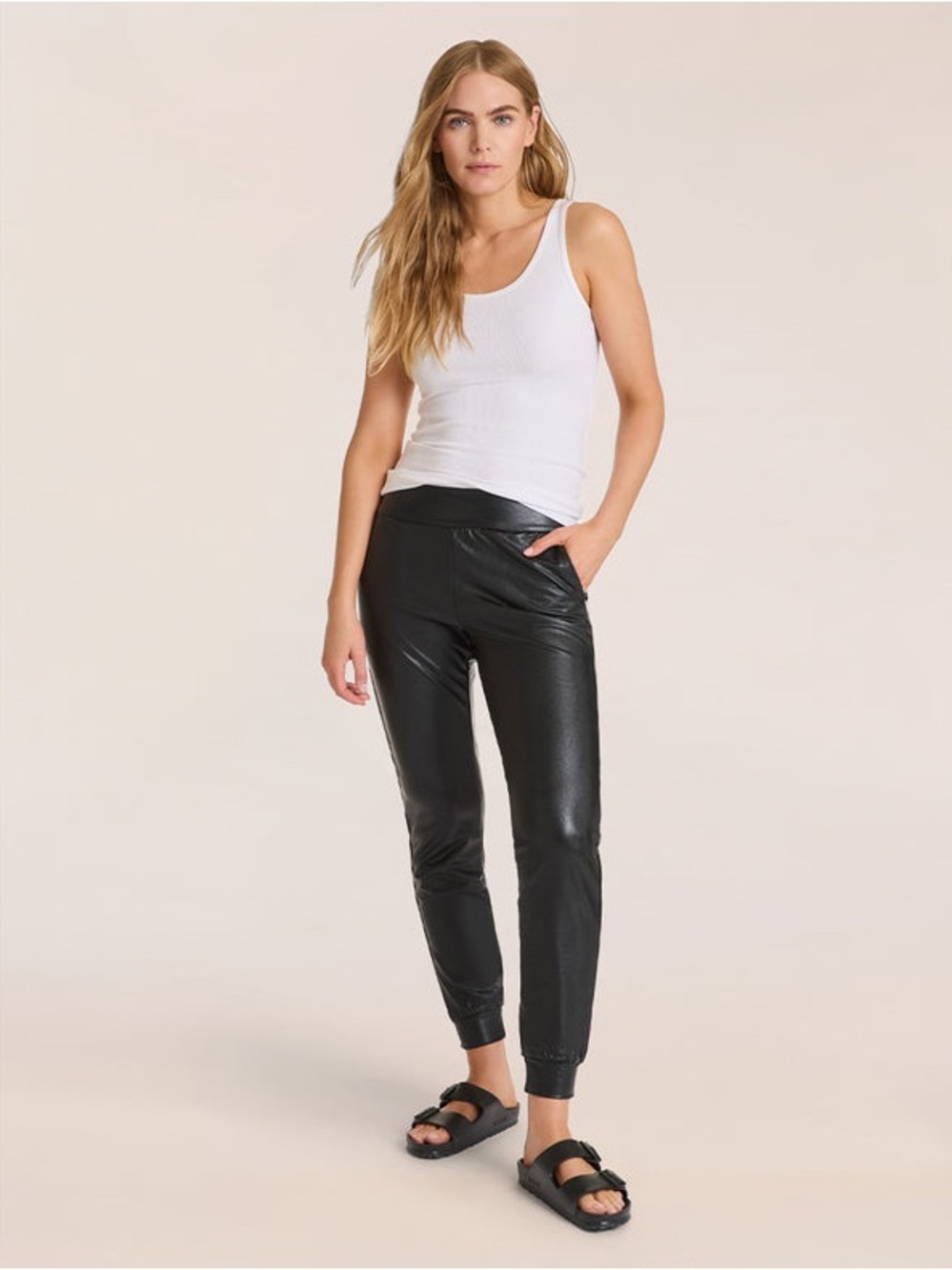 Commando Faux Leather Jogger Black M Vegan Leather Street Style